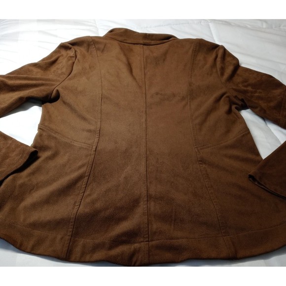 Jessica Simpson Jacket Womens Size M Brown Suede Full Zip Long Sleeve - Picture 5 of 6